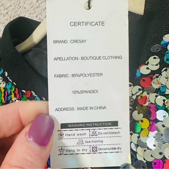 CRESAY Colorful Sequin Zip Up BOMBER JACKET! Woman’s Size Medium - Picture 10 of 14